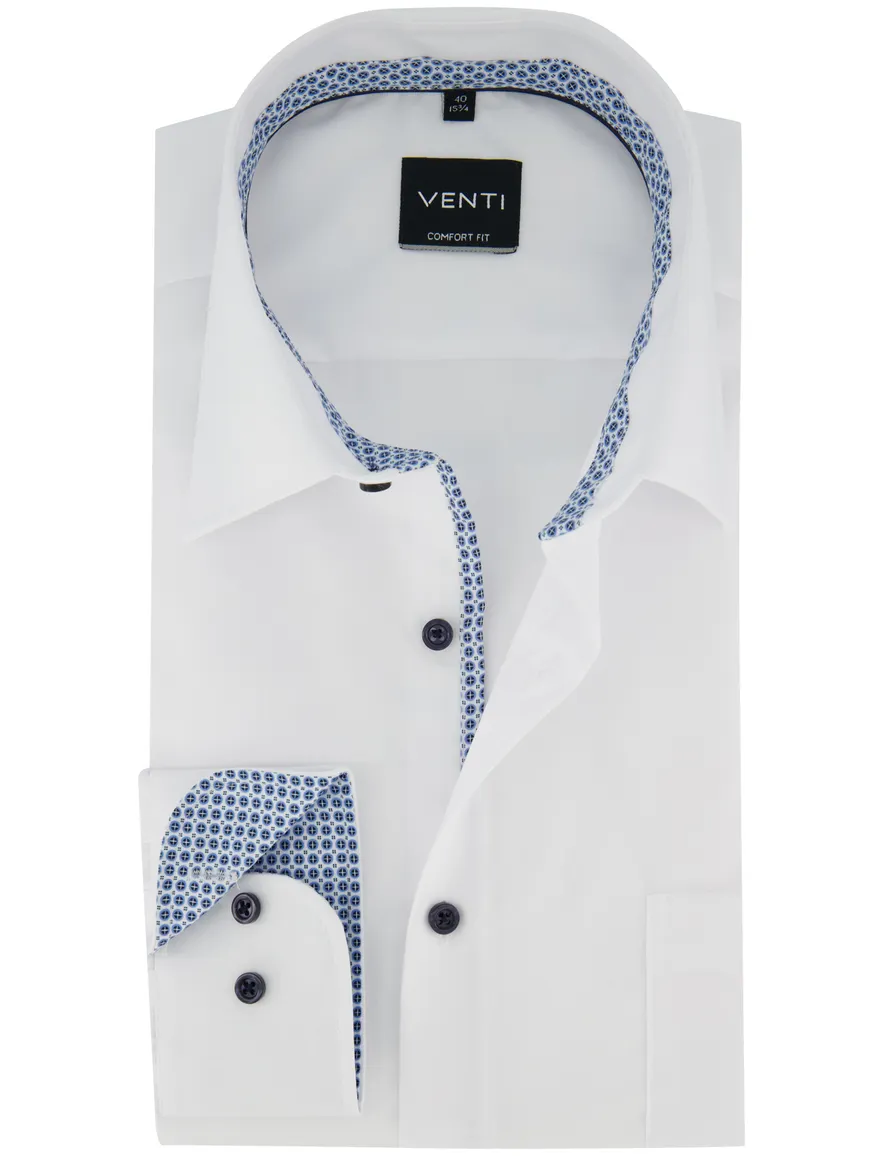 Venti Comfort Fit overhemd wit donkere knoop