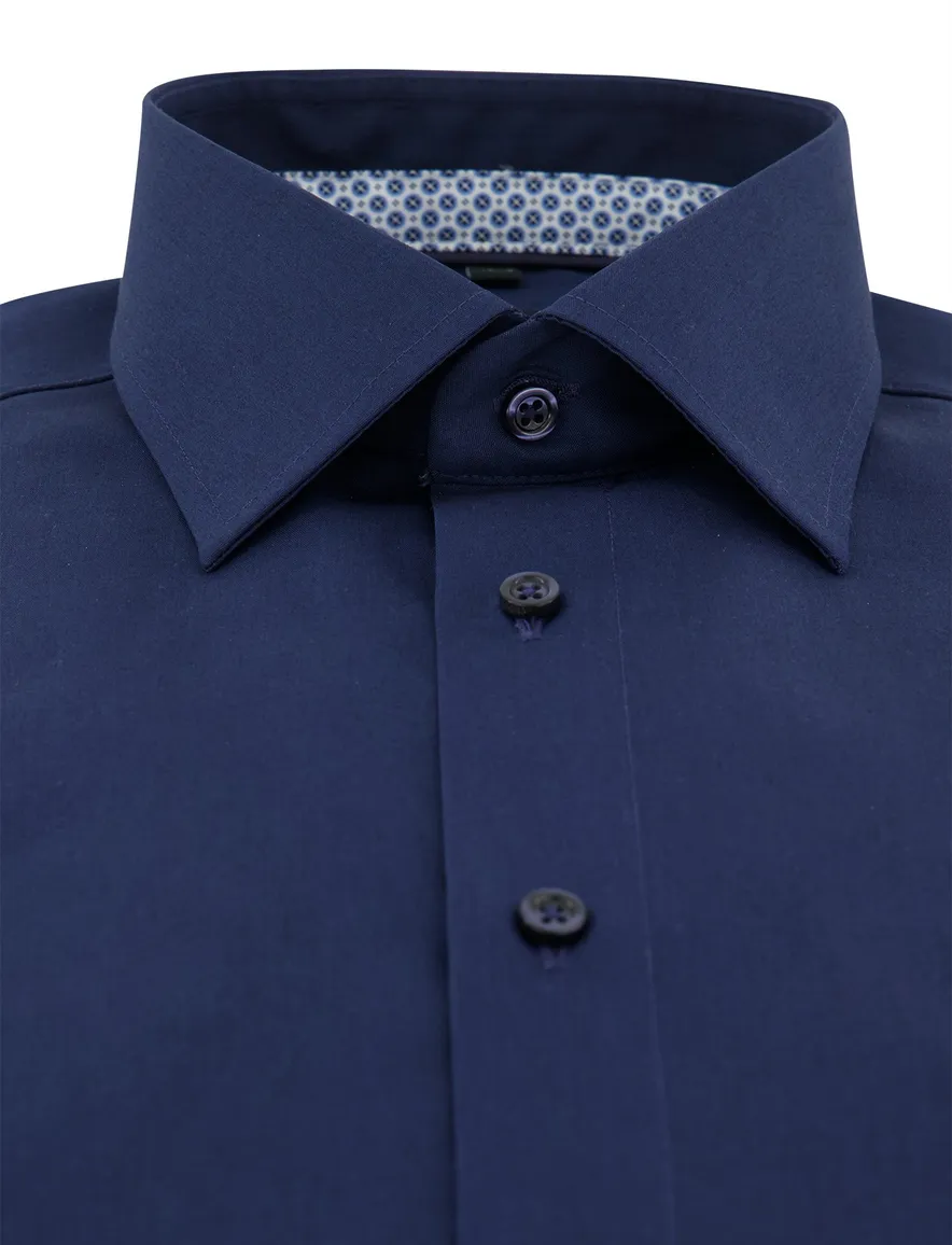 overhemd navy Venti comfort fit semi-wide collar strijkvrij
