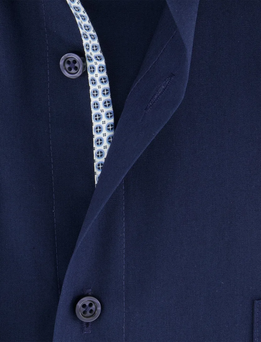 navy comfort fit overhemd Venti borstzak 100% katoen strijkvrij