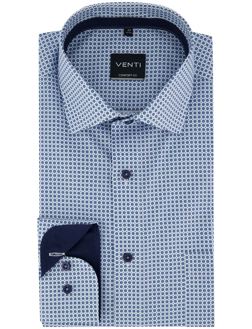 Venti Comfort fit Overhemd blauw geprint
