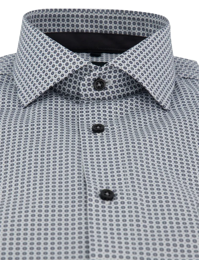 Overhemd Venti lange mouw comfort fit zakelijk grijs geprint