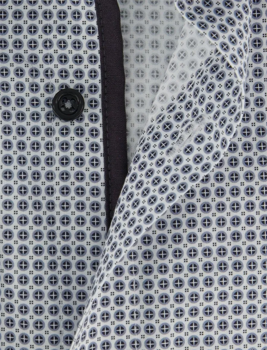 Comfort fit grijs geprint zakelijk lange mouwen overhemd Venti