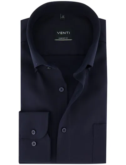 Venti Comfort fit donkerblauw strijkvrij lange mouwen Venti overhemd