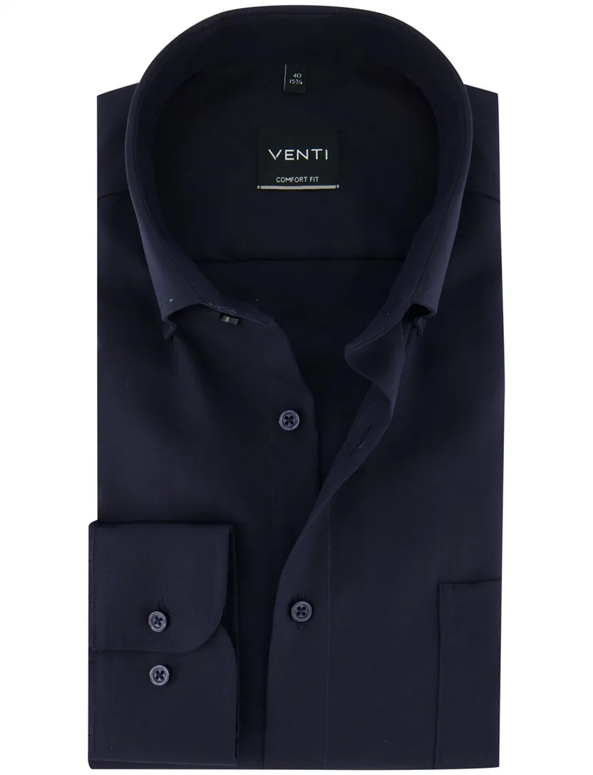 Overhemd Venti Donkerblauw strijkvrij button-down boord