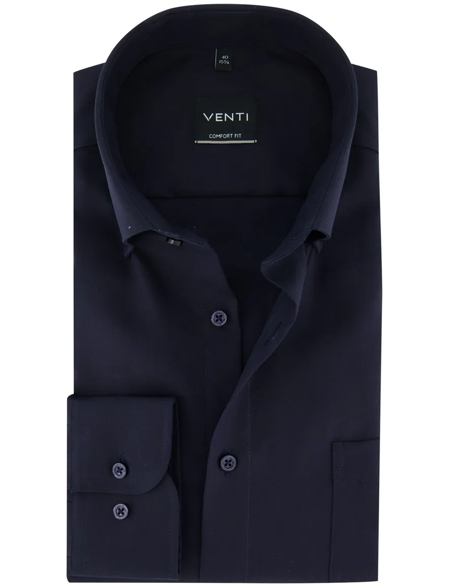 Venti Comfort Fit overhemd donkerblauw button down