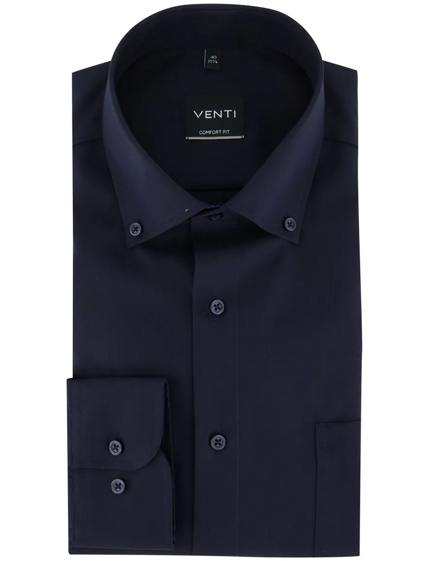 Venti Comfort Fit overhemd donkerblauw button down