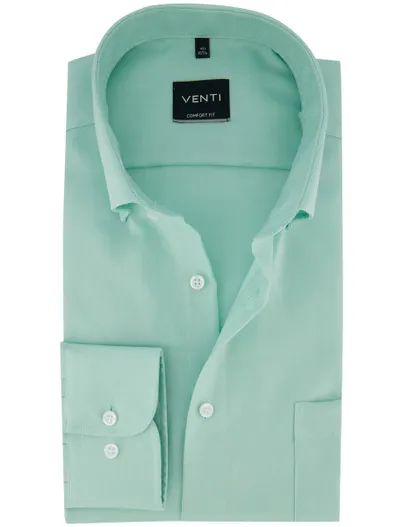 Venti Casual effen turquoise lange mouwen Venti overhemd
