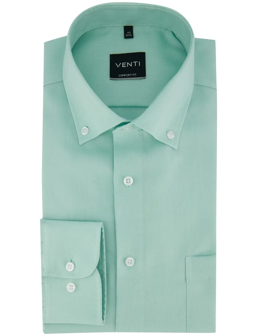 Overhemd Venti lange mouwen casual comfort fit turquoise strijkvrij