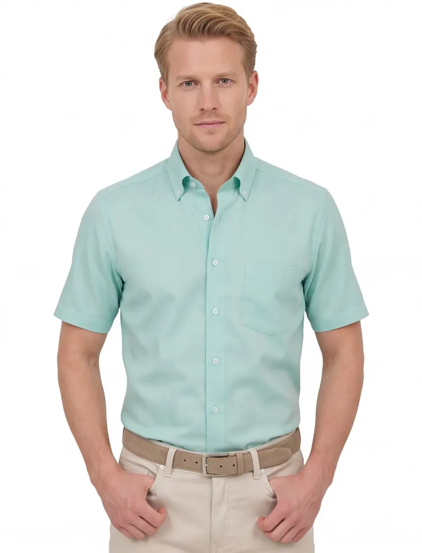 Overhemd Venti lange mouwen casual comfort fit turquoise strijkvrij