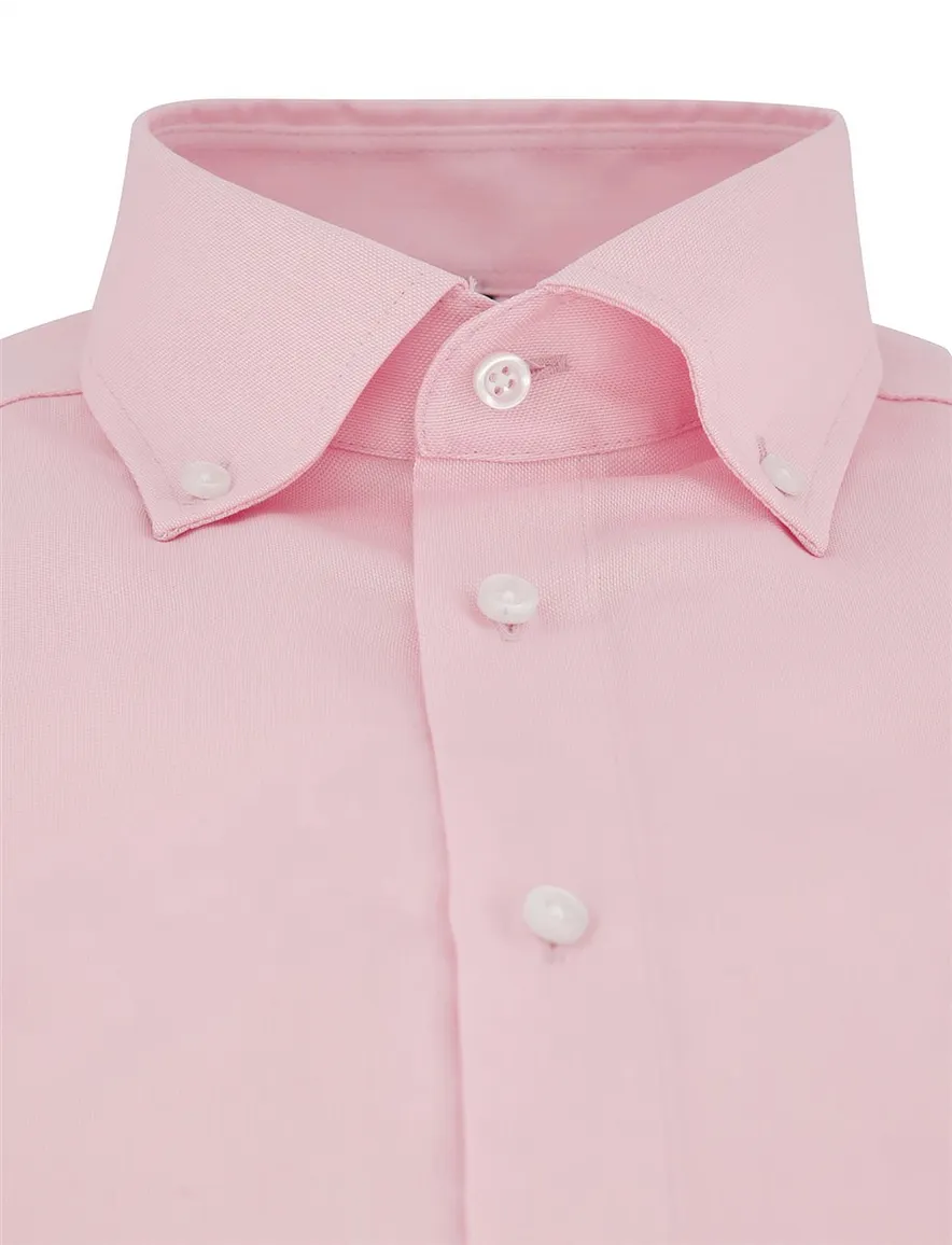 Casual effen roze lange mouwen button-down boord overhemd Venti