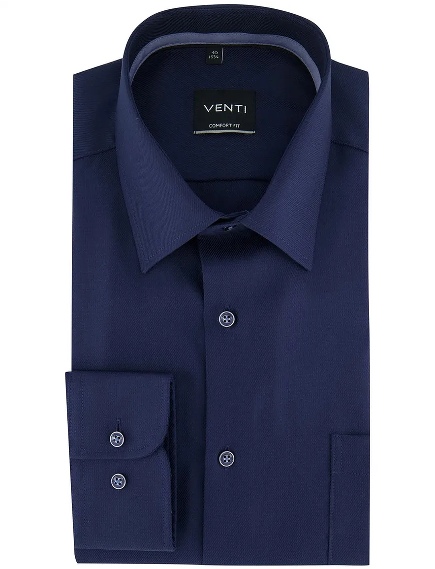 Comfort fit Venti lange mouwen donkerblauw overhemd strijkvrij