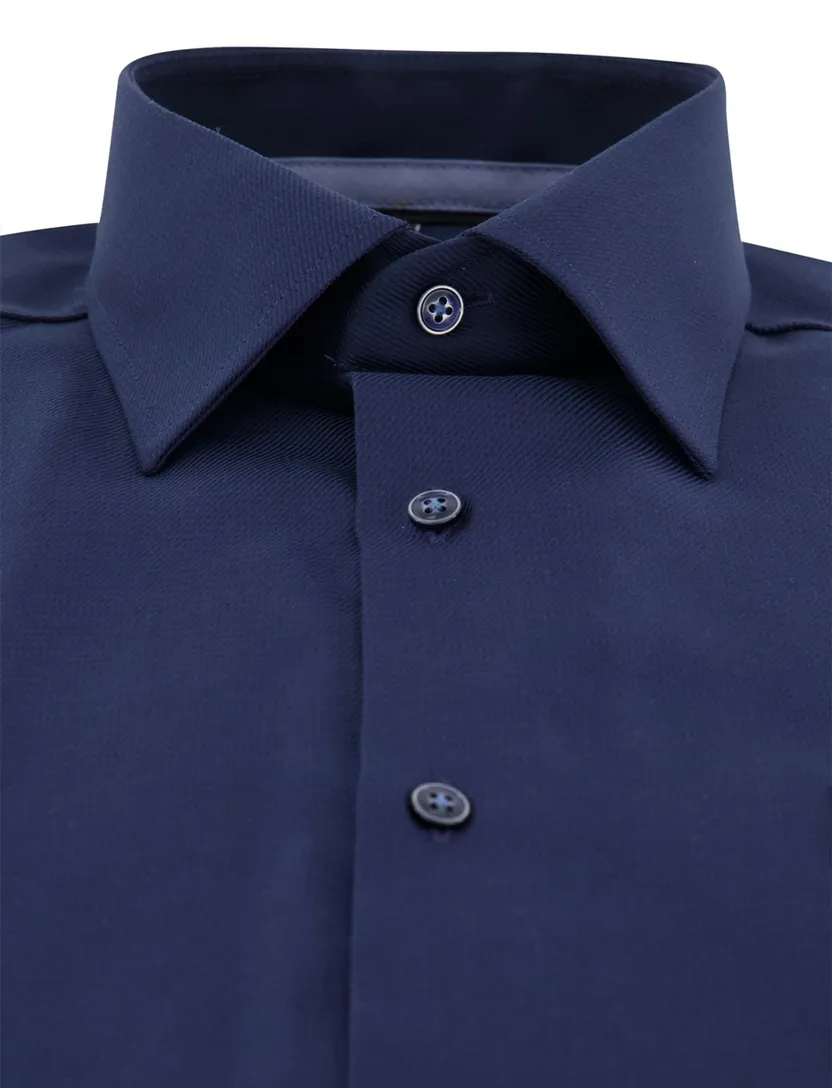 Overhemd Venti strijkvrij lange mouwen donkerblauw comfort fit