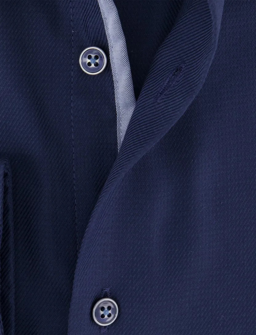 Overhemd Venti strijkvrij lange mouwen donkerblauw comfort fit
