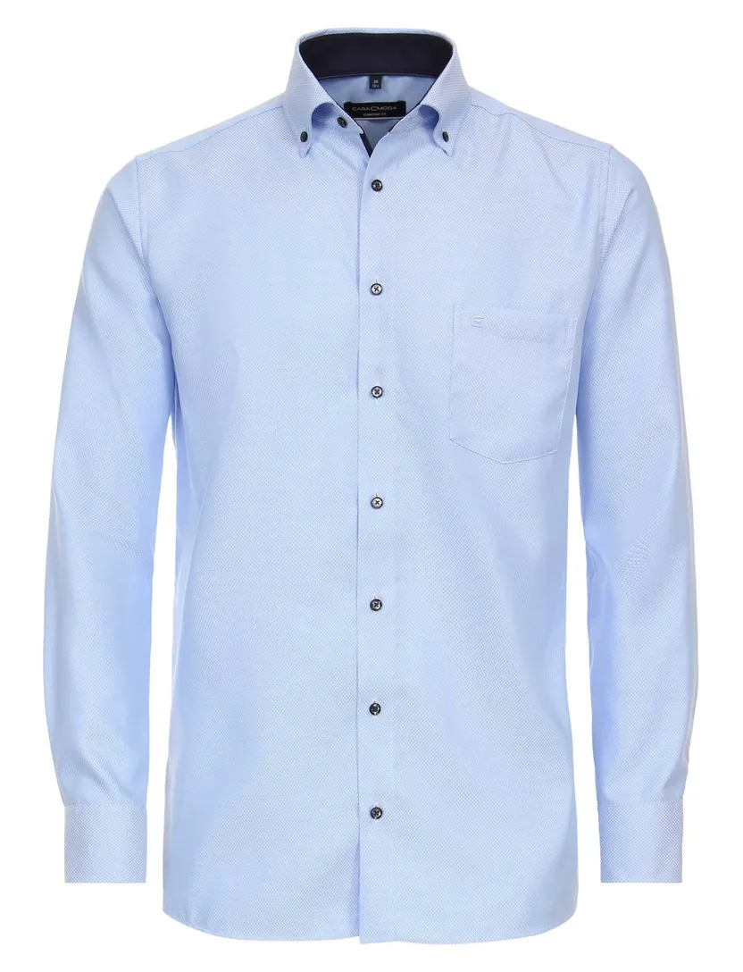 Overhemden Casa Moda Comfort Fit lichtblauw piqué