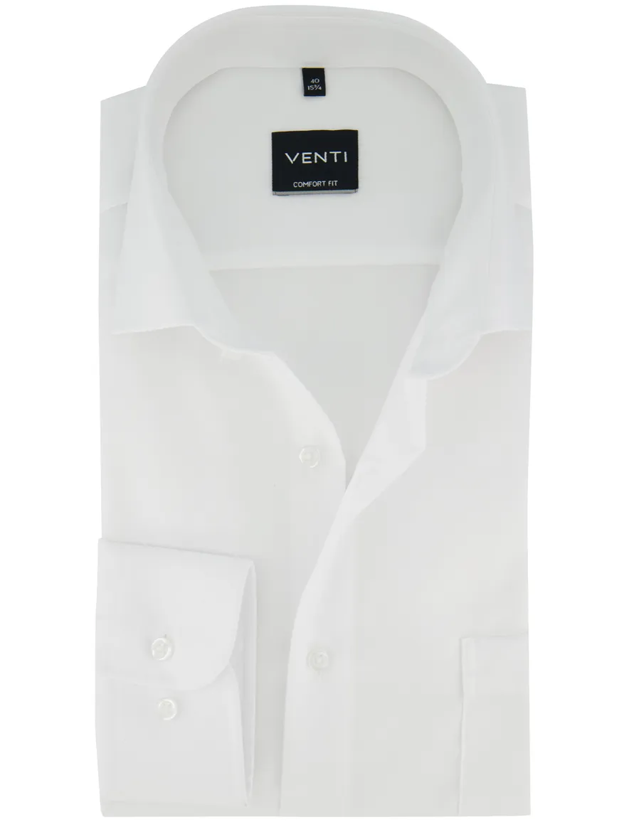 overhemd wit comfort fit Venti semi-wide collar strijkvrij