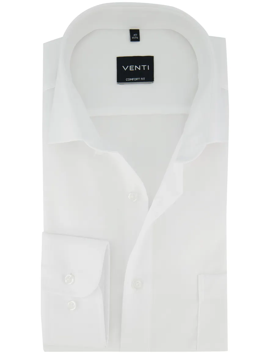 overhemd wit comfort fit Venti semi-wide collar strijkvrij