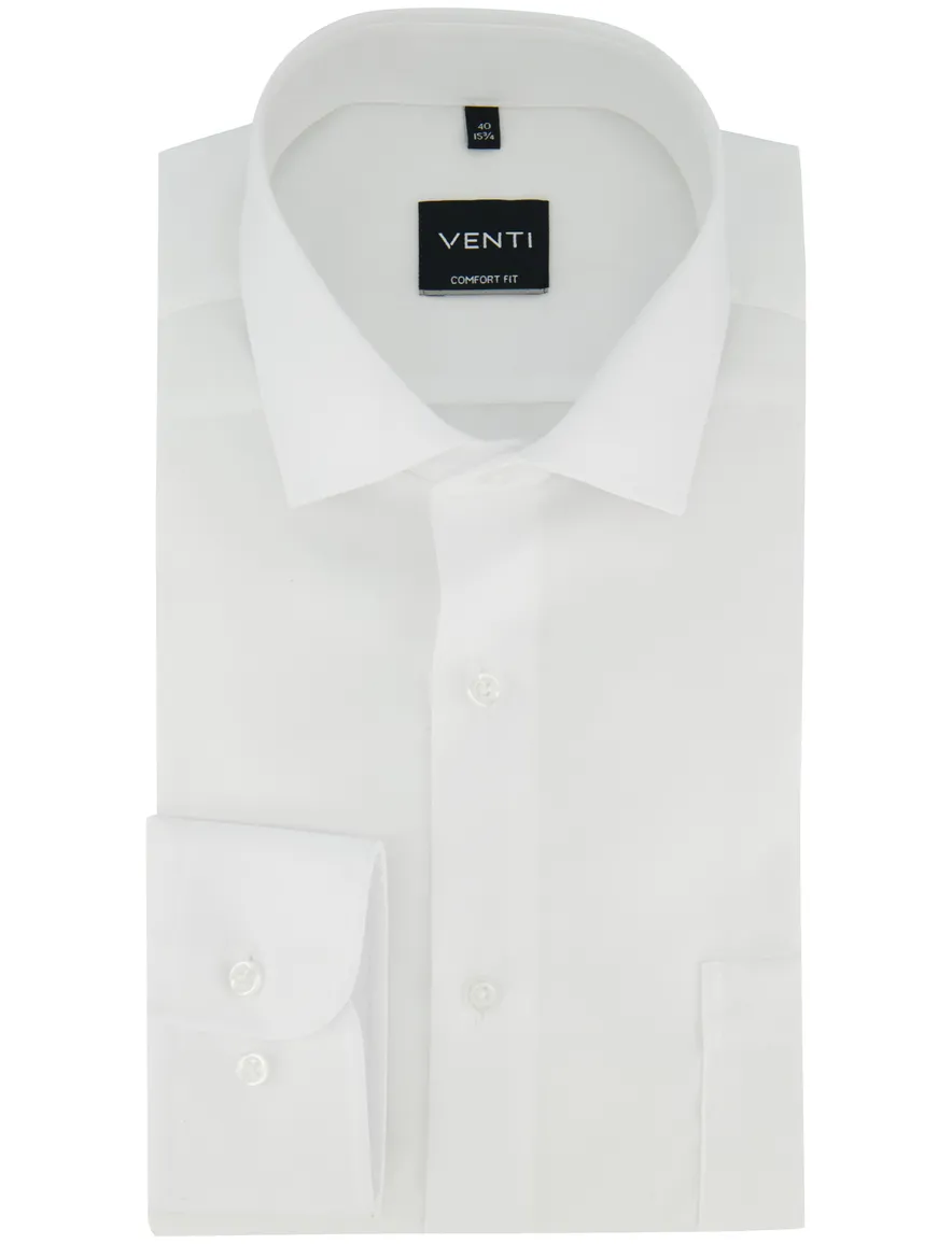 overhemd wit comfort fit Venti semi-wide collar strijkvrij