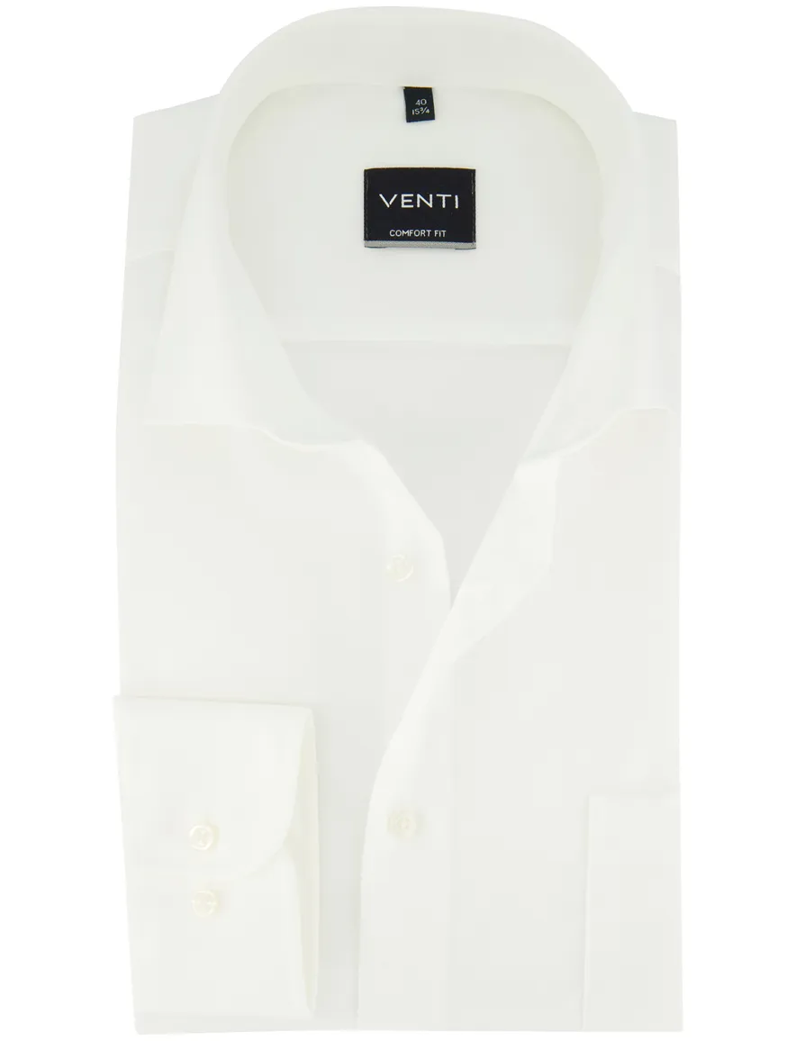 overhemd wit Venti comfort fit semi-wide collar strijkvrij