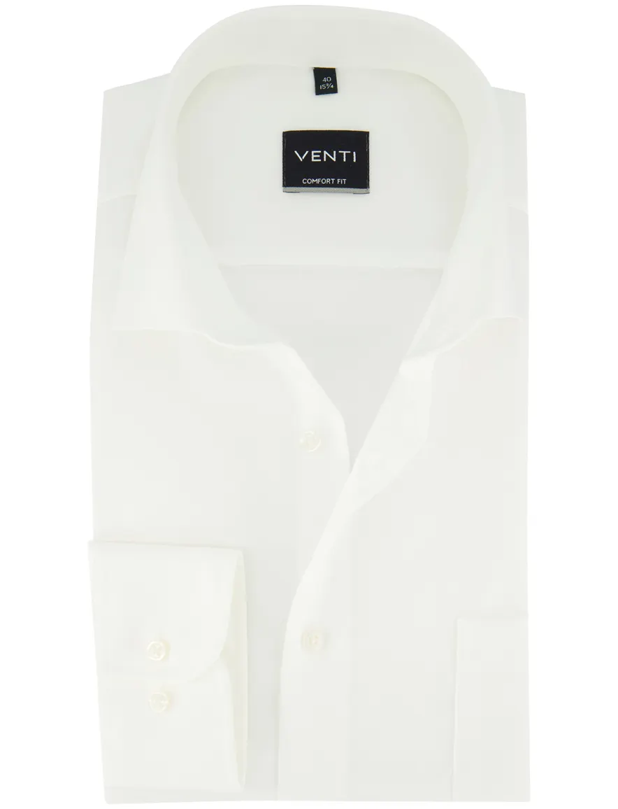 overhemd wit Venti comfort fit semi-wide collar strijkvrij