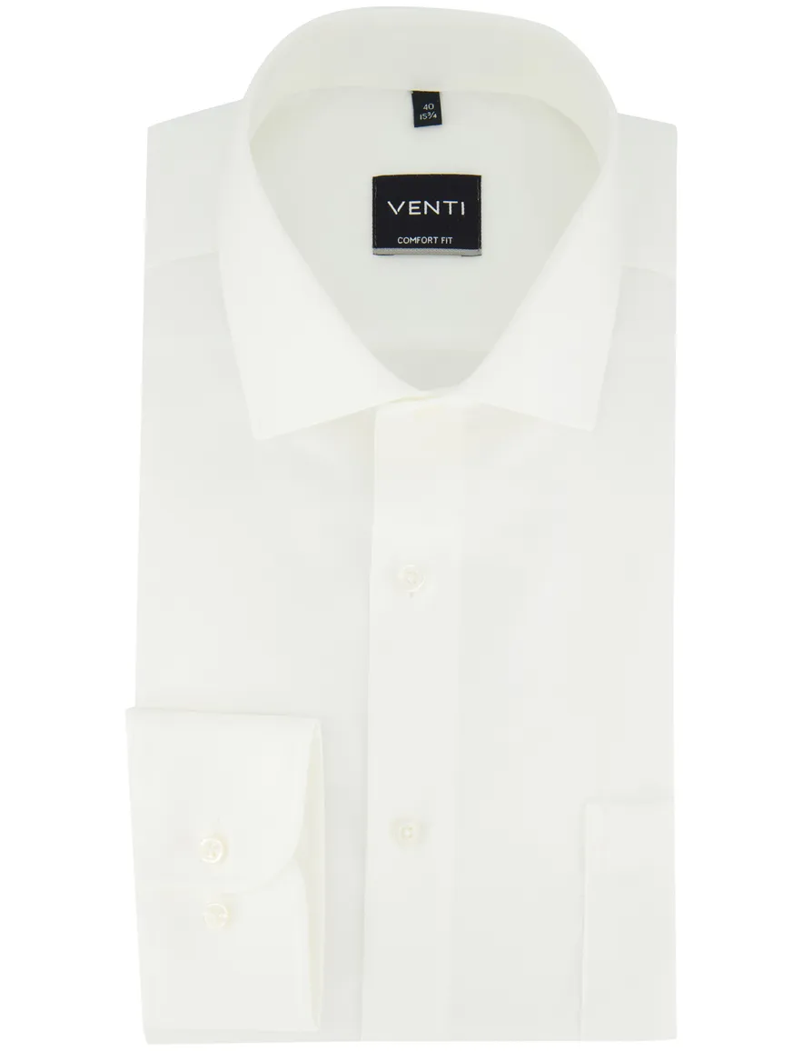 overhemd wit Venti comfort fit semi-wide collar strijkvrij