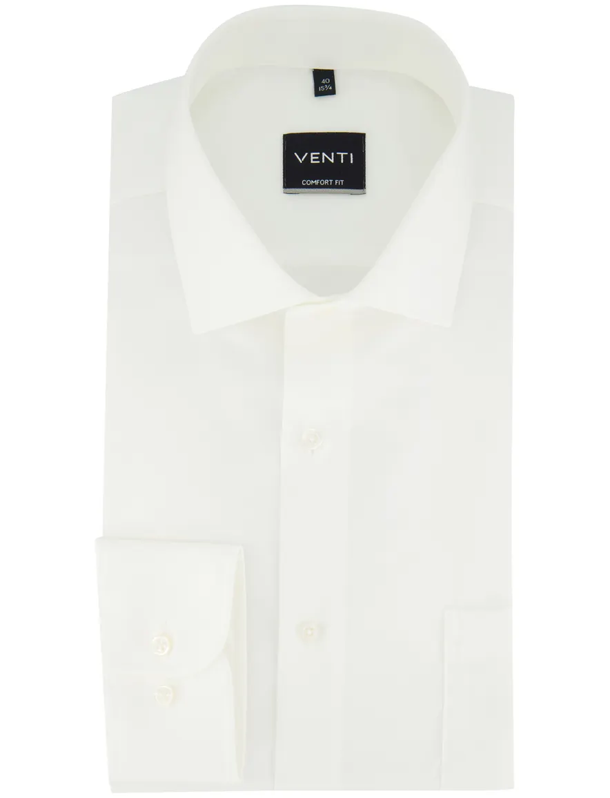 overhemd wit Venti comfort fit semi-wide collar strijkvrij