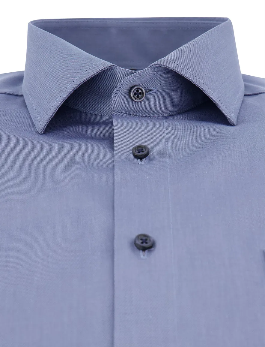 Overhemd Venti casual fit blauw lange mouw wide collar