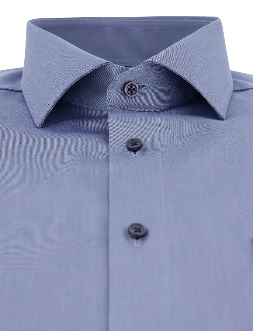 Strijkvrije overhemd Venti casual fit blauw met borstzak