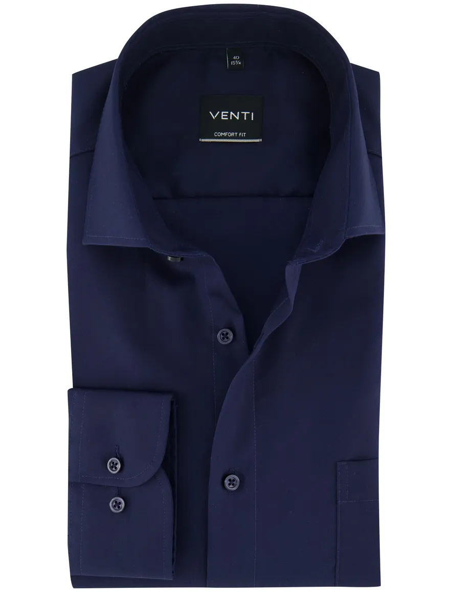 Overhemd met donkere knopen Venti comfort fit navy