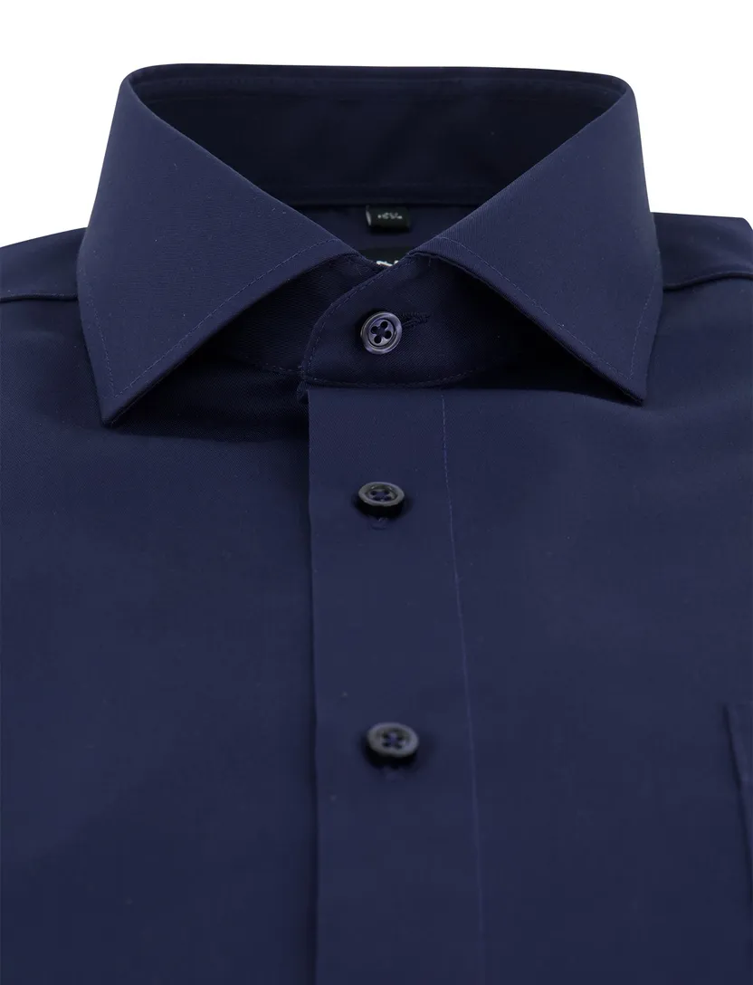 Strijkvrij overhemd Venti comfort fit navy met borstzak
