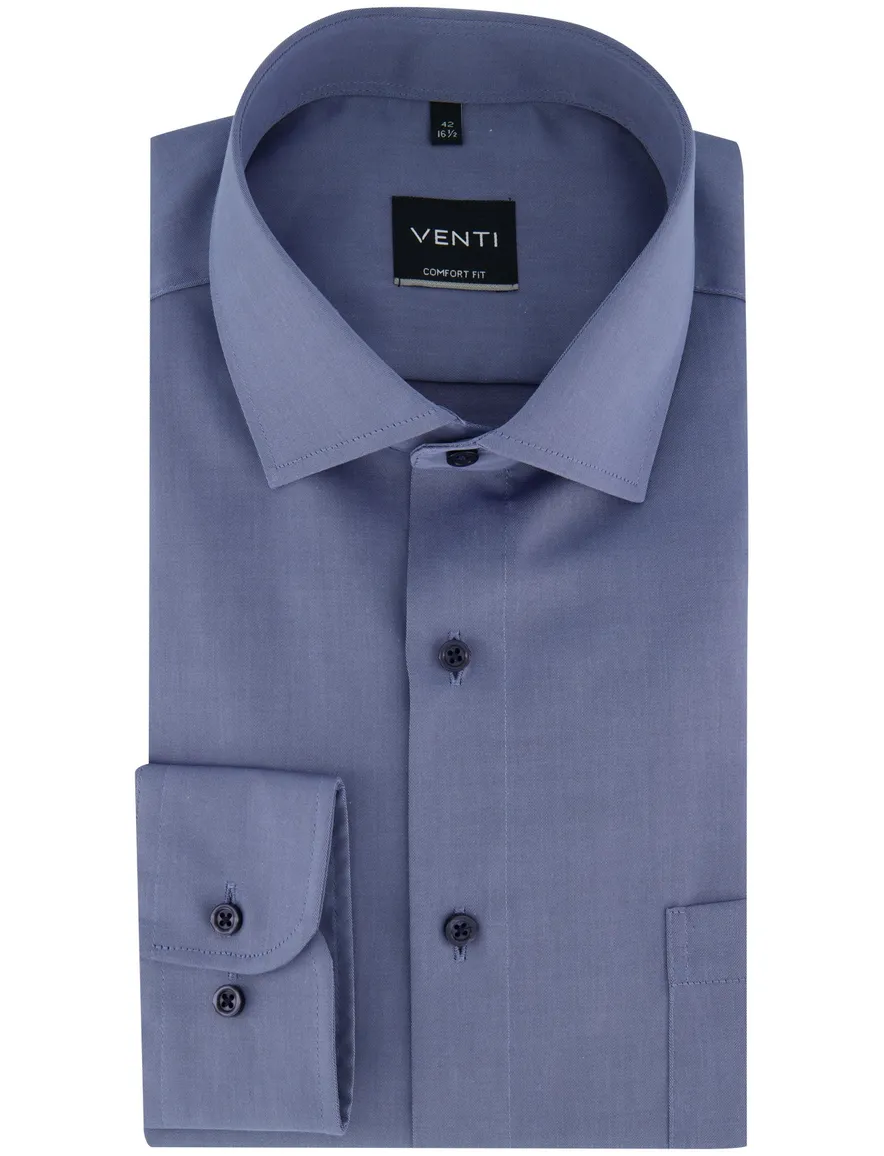 Venti Comfort Fit Overhemd mouwlengte 7 blauw