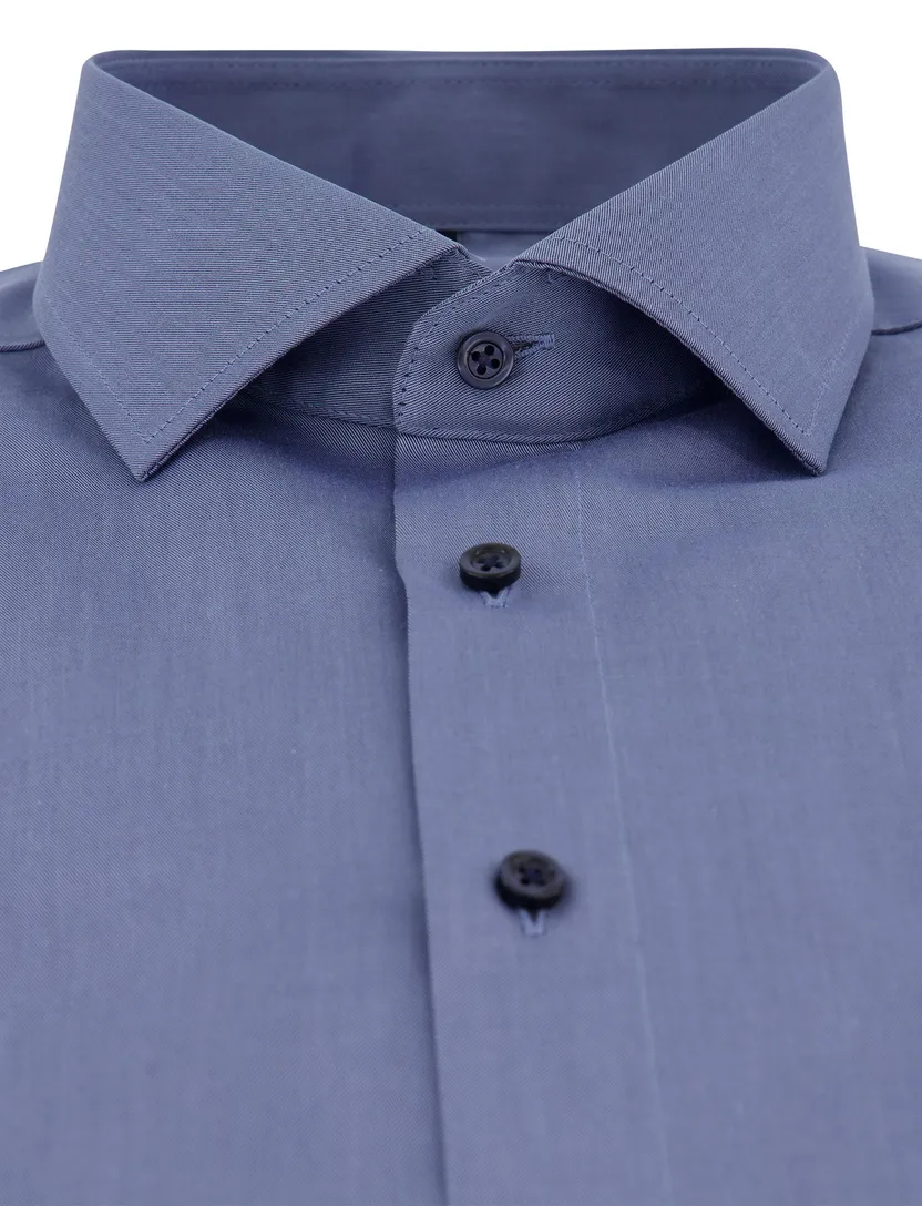 Venti Comfort Fit Overhemd semi-wide collar mouwlengte 7 blauw