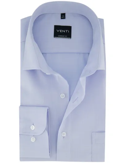 Venti Venti Comfort Fit Overhemd mouwlengte 7 lichtblauw met borstzak
