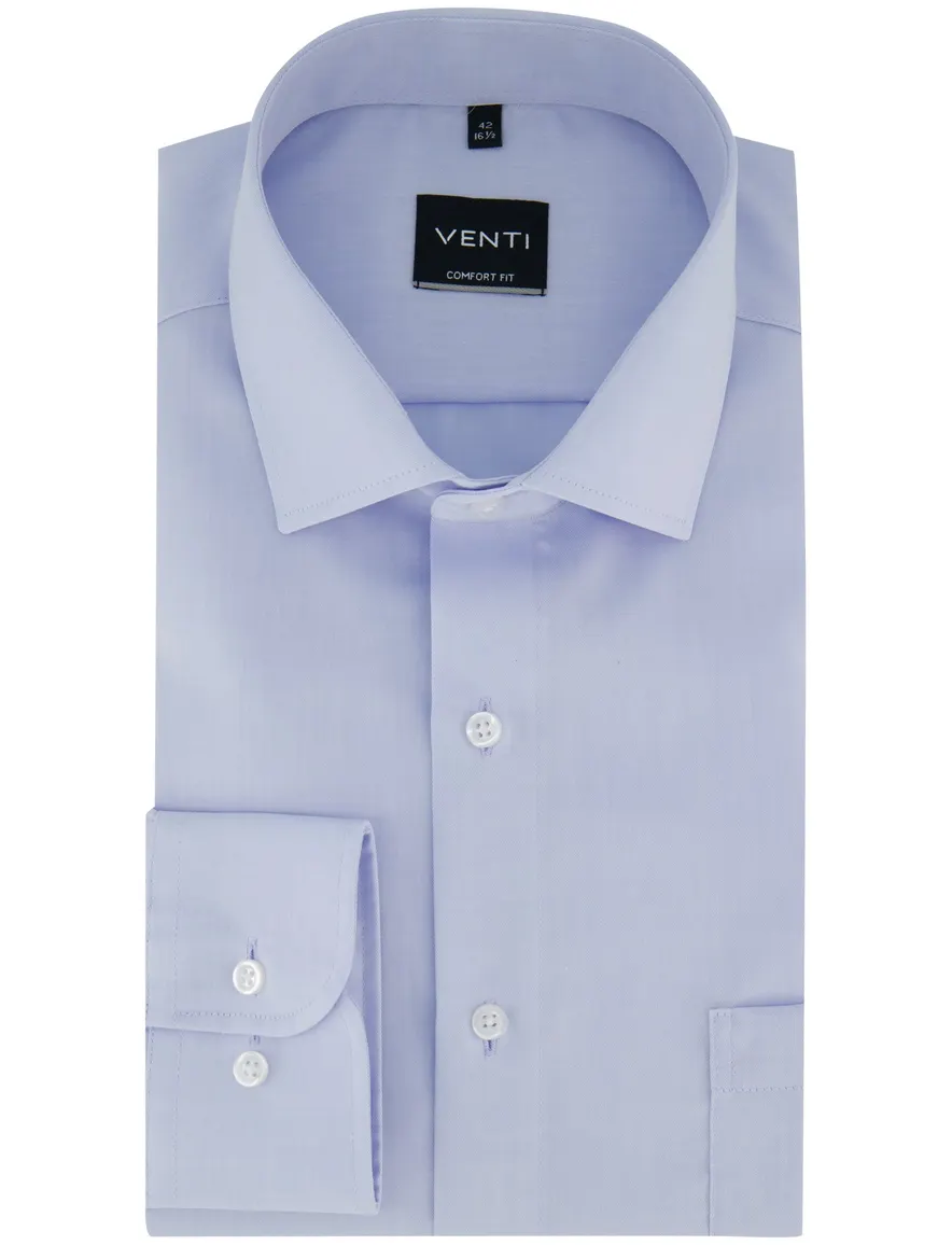 Venti Comfort Fit Overhemd mouwlengte 7 lichtblauw met borstzak