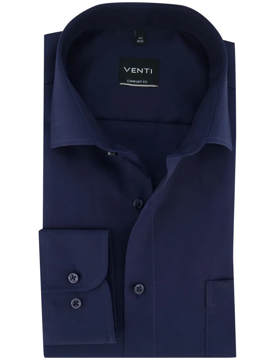Venti Comfort Fit Overhemd mouwlengte 7 navy comfort fit