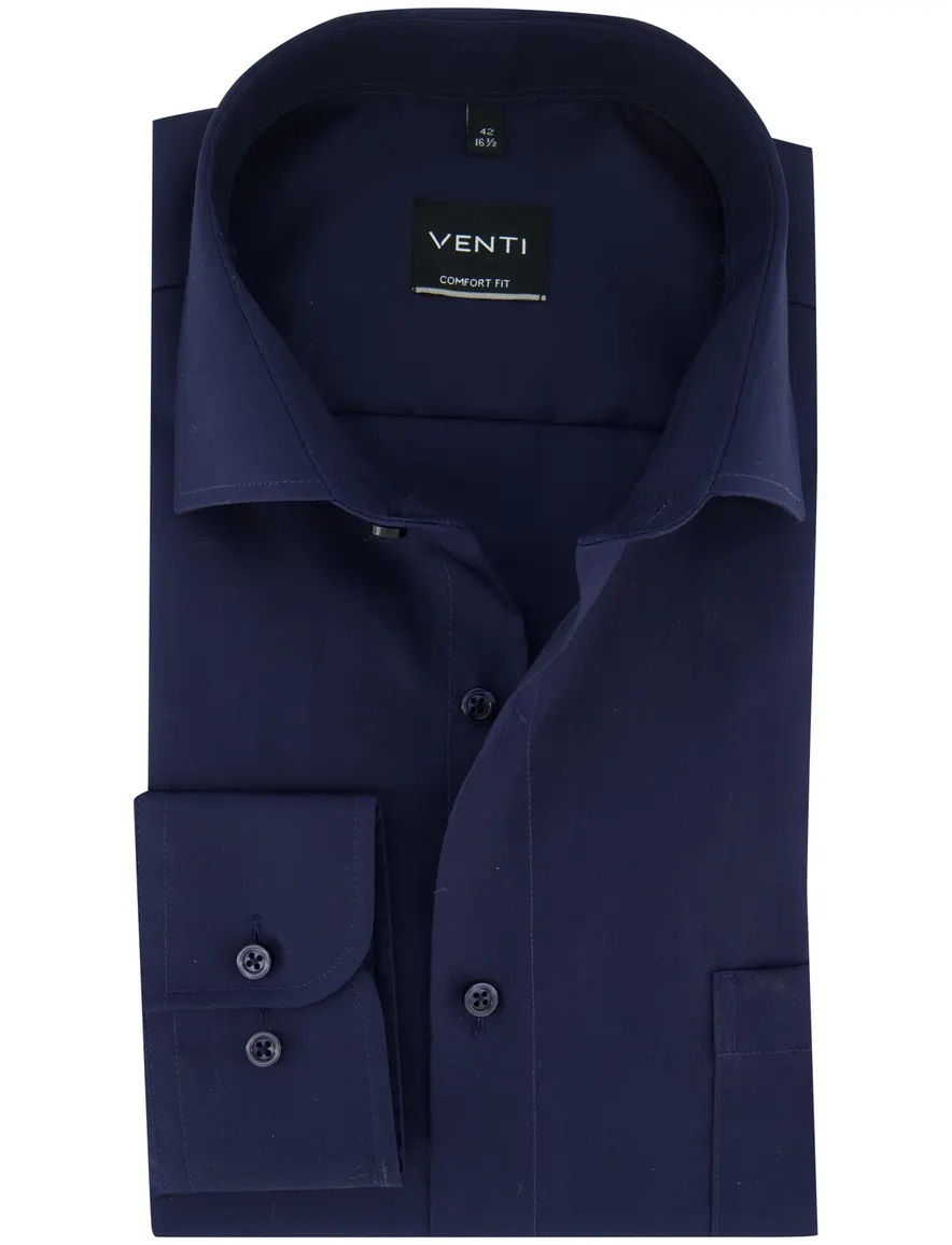Venti Comfort Fit Overhemd mouwlengte 7 navy comfort fit