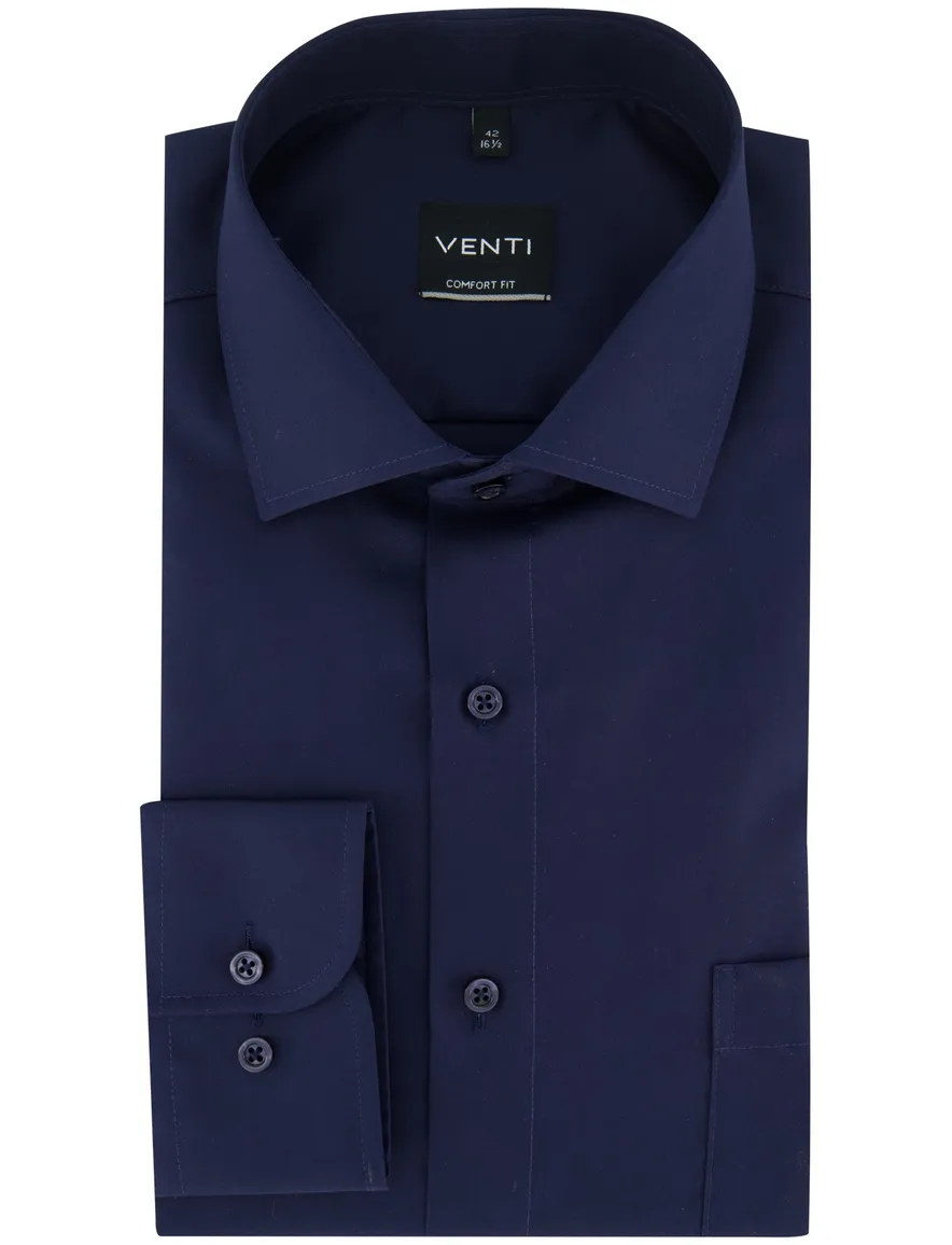 Venti Comfort Fit Overhemd mouwlengte 7 navy comfort fit