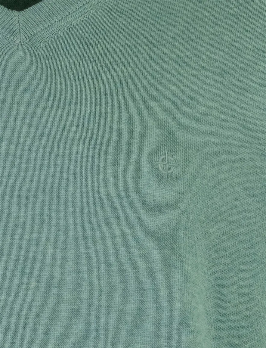 Trui met v-hals Casa Moda groen gebreid