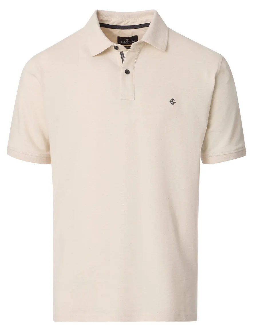 polo creme Casa Moda korte mouw 2-knoops effen