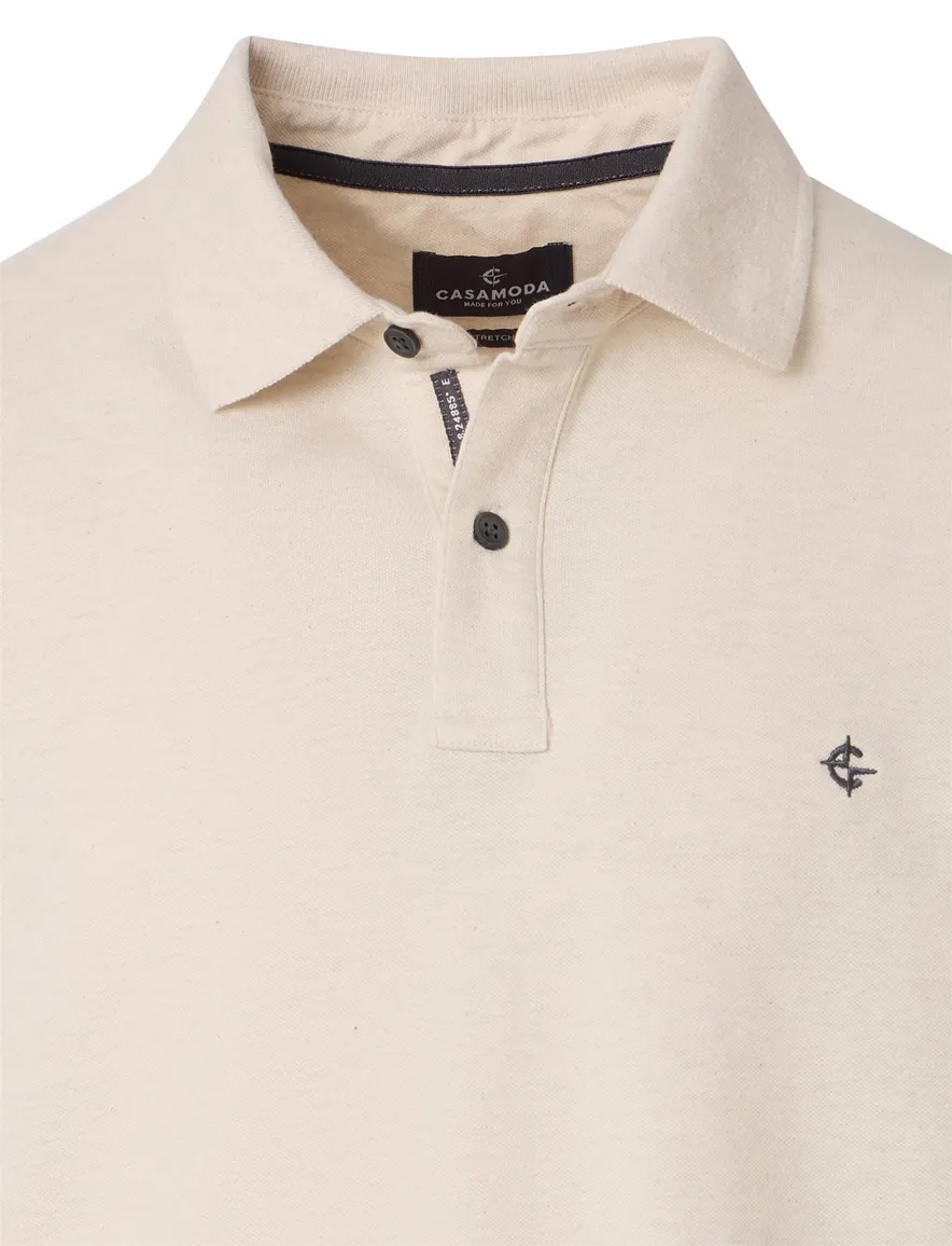 polo creme Casa Moda korte mouw 2-knoops effen