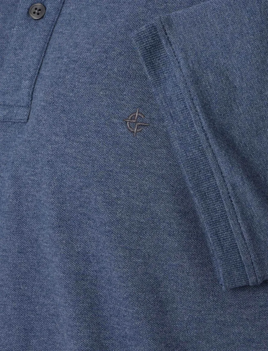 polo blauw Casa Moda korte mouw 2-knoops gemêleerd