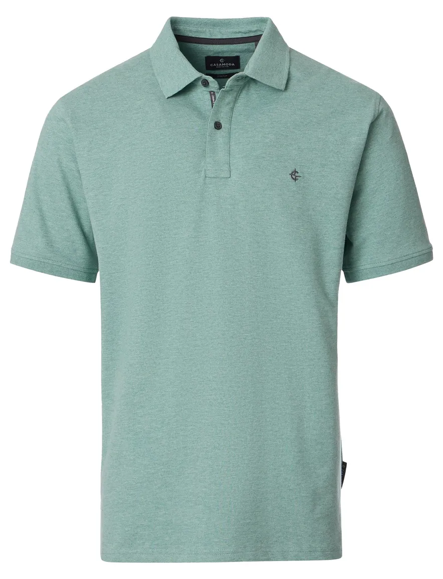 polo turquoise Casa Moda korte mouw 2-knoops gemêleerd