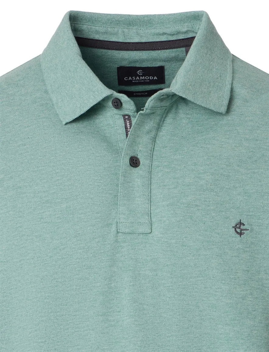 polo turquoise Casa Moda korte mouw 2-knoops gemêleerd