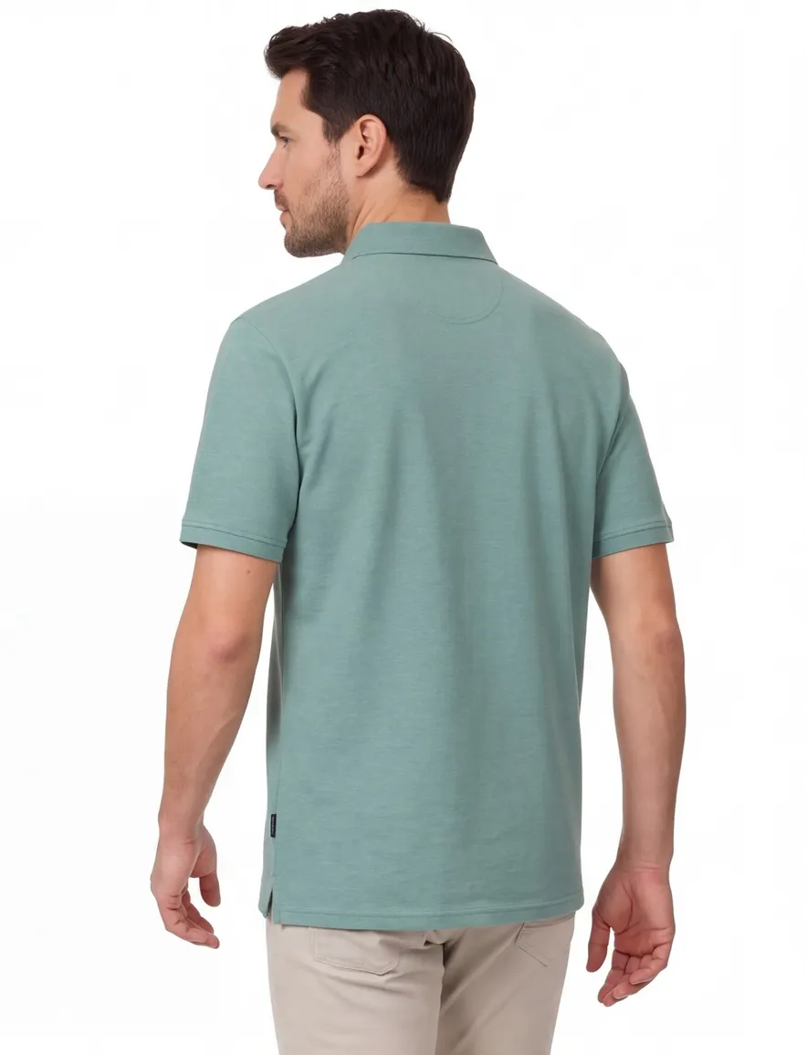 polo turquoise Casa Moda korte mouw 2-knoops gemêleerd