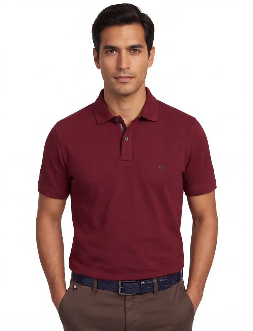 Casa Moda poloshirt bordeaux 2-knoops