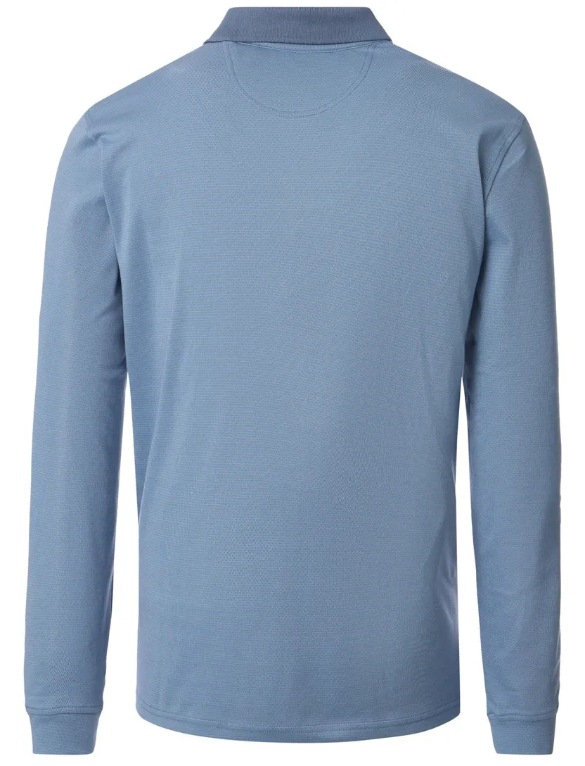 polo 3 knoops met borstzak Casa Moda blauw effen katoen