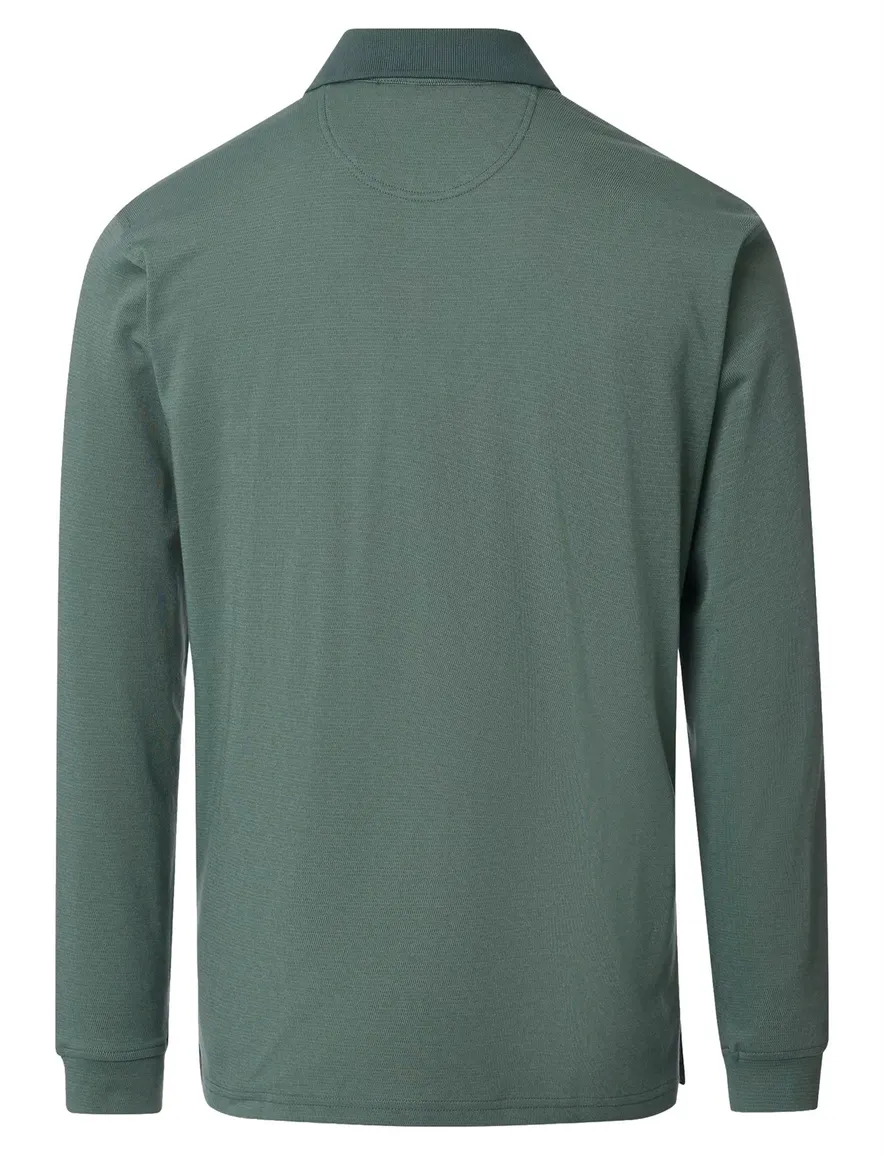Casa Moda Basic Circular Knit poloshirt groen stretch