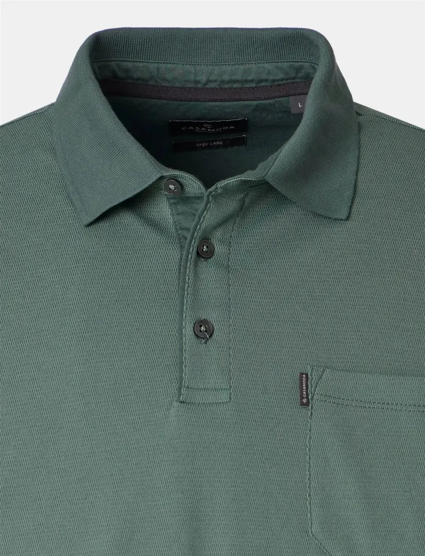 Poloshirt Casa Moda Basic Circular Knit groen stretch