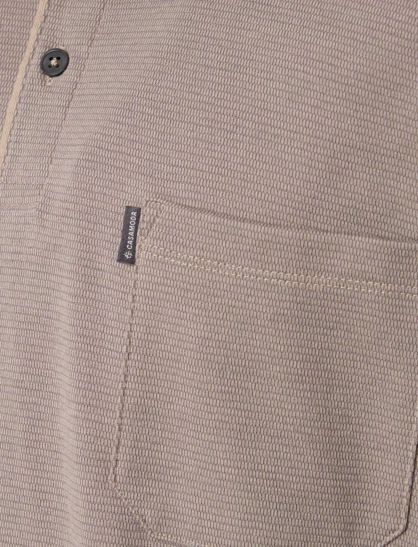 polo 3 knoops met borstzak Casa Moda bruin effen katoen
