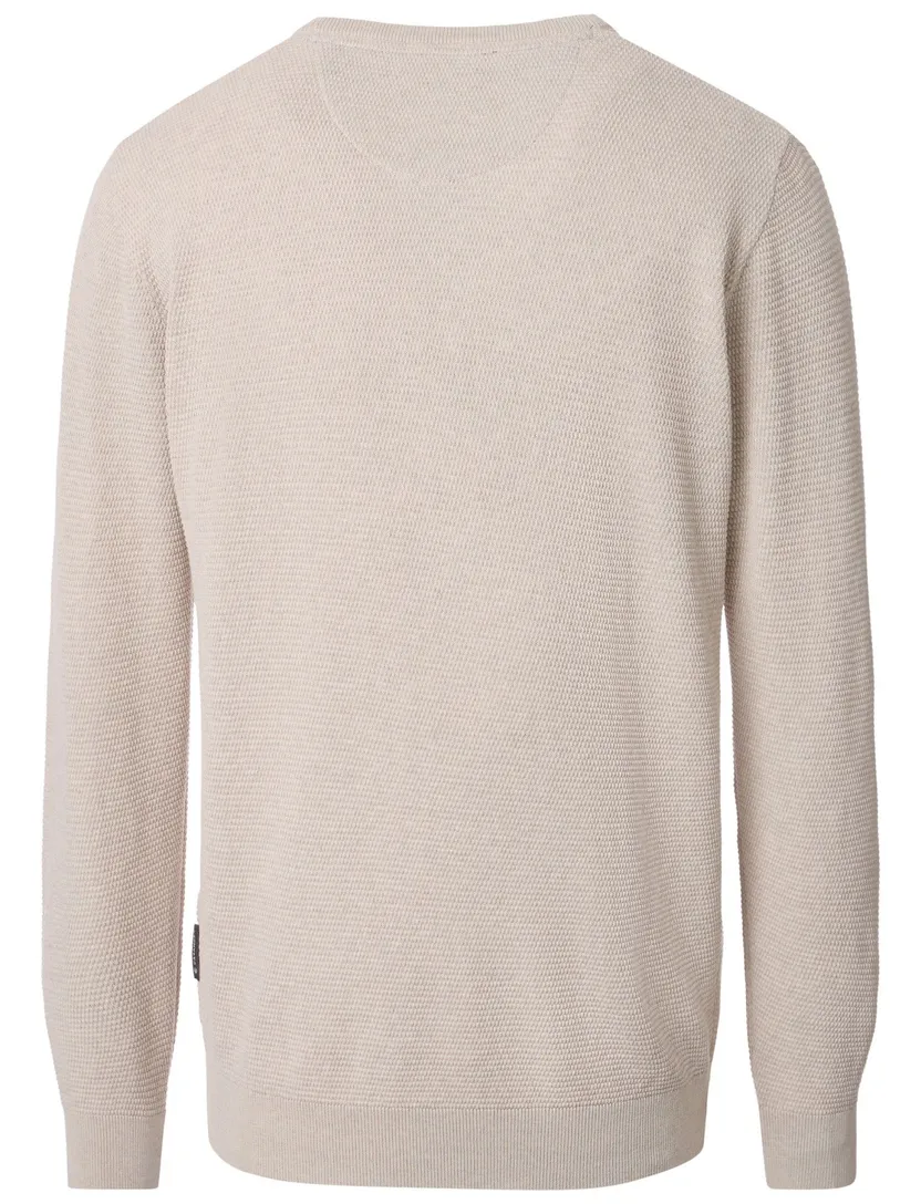 trui met textuur Casa Moda creme ronde hals