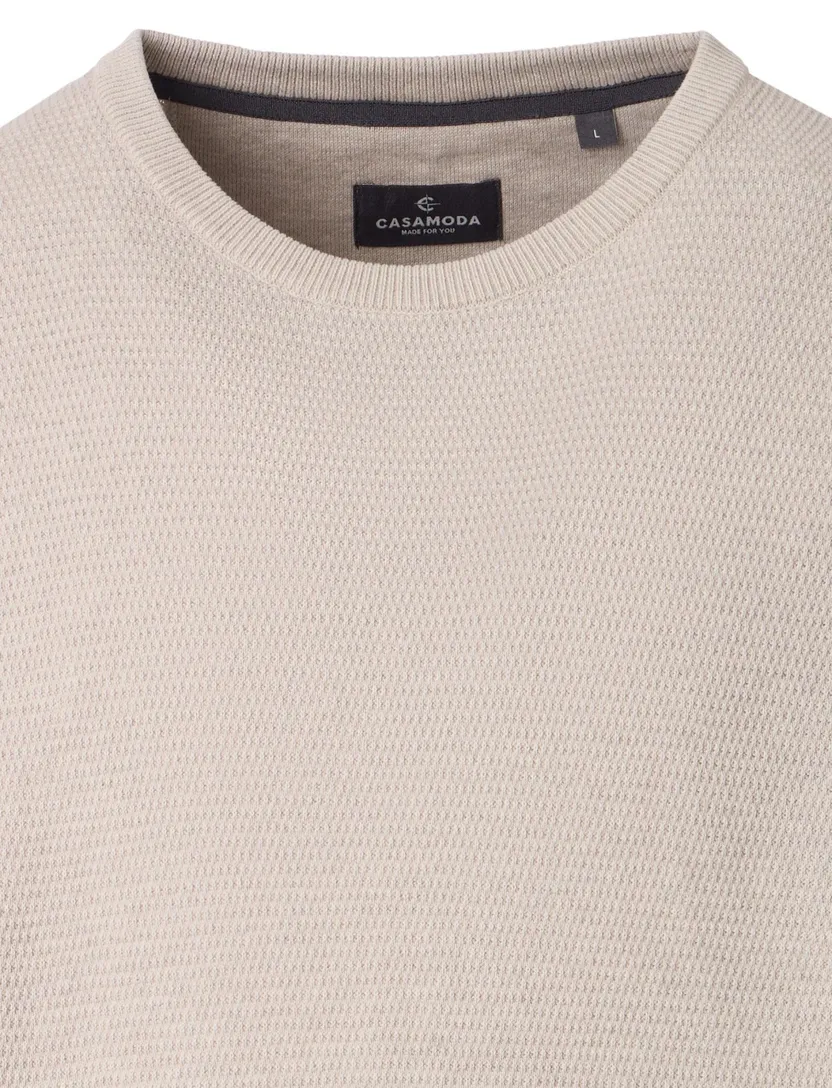 trui met textuur Casa Moda creme ronde hals